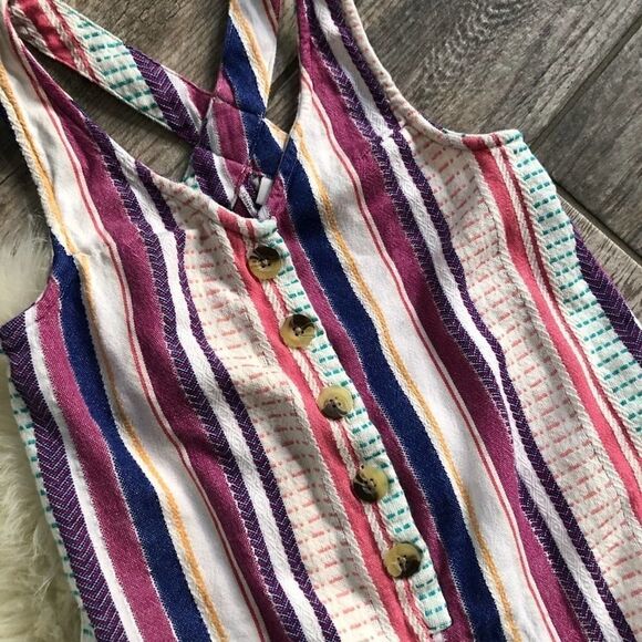 True Craft Striped Colorful Cropped Jumpsuit - Picture 3 of 13